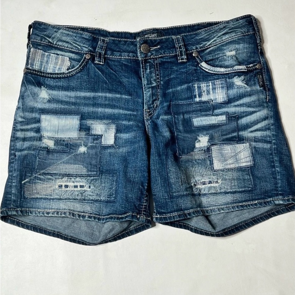Silver |Factory Destroyed/Distressed Suki Denim Shorts